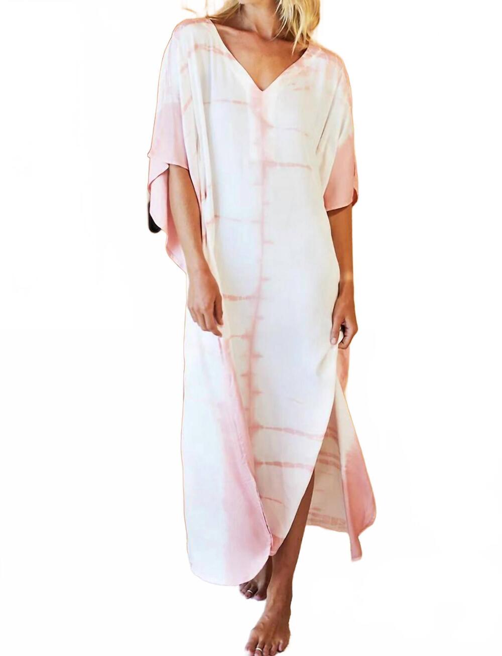NEW EMERSON FRY tie dye caftan dress in muted clay